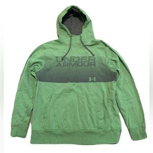 💜 Under Armour Green & Gray Loose Fit Hoodie Sweatshirt - Men's LG